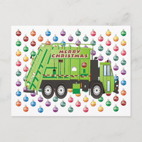 Garbage Truck Christmas Holiday Postcard