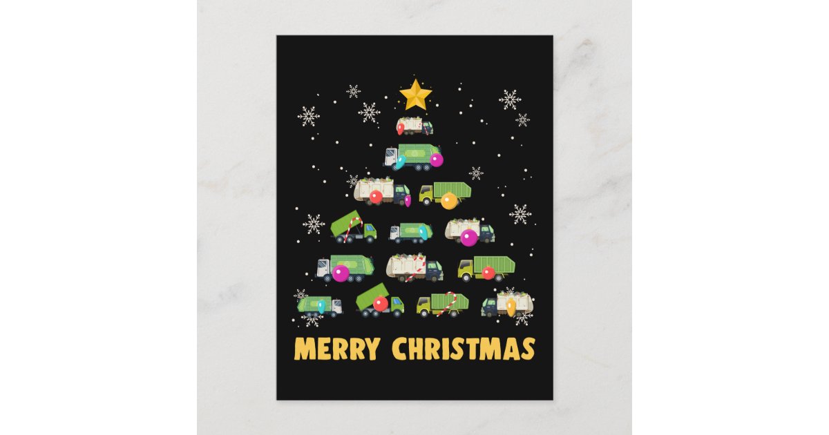 Garbage Truck Christmas Tree Boys Trucks Postcard | Zazzle