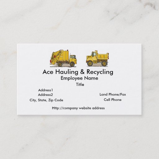 Customizable Garbage Truck Construction Business Cards