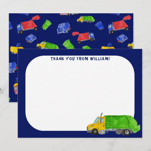 Garbage Truck Flat Panel Thank You Card