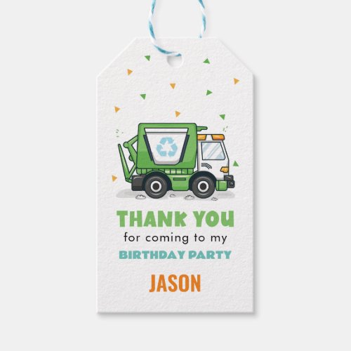 Garbage Truck Gift Tags Dump Truck Party Thank You