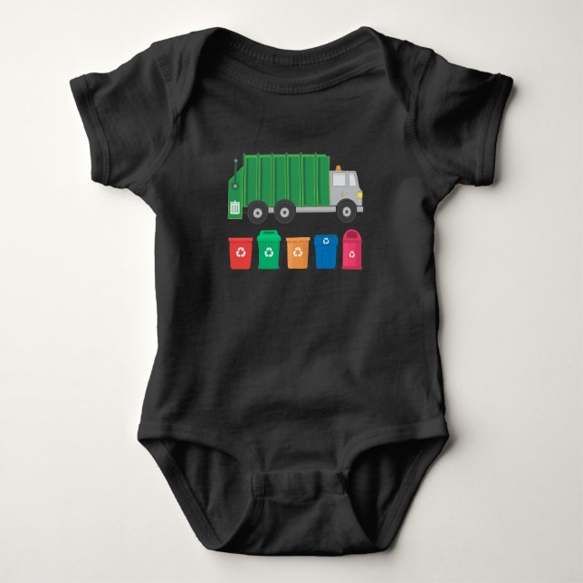 Garbage Truck Gift Trash Truck With Dumpsters Baby Bodysuit (Front)