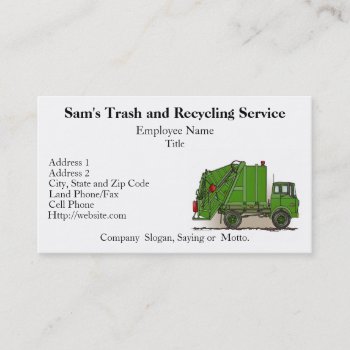 Garbage Truck Green Business Card by justconstruction at Zazzle