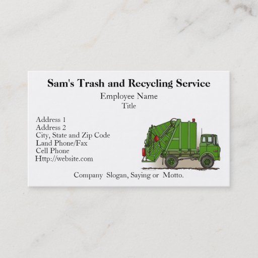 Customizable Garbage Truck Green Business Card