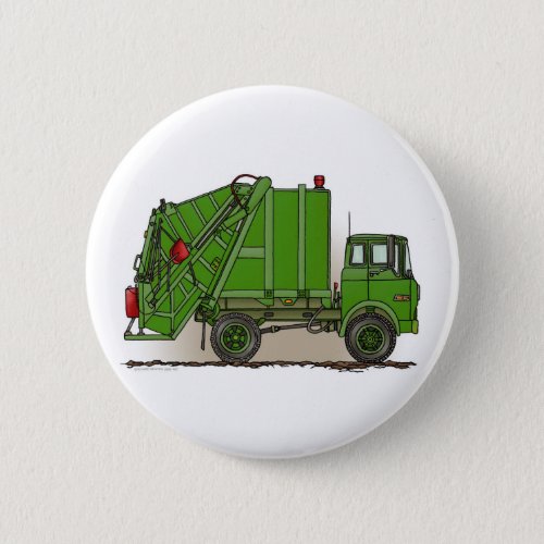 Garbage Truck Green Button Pin