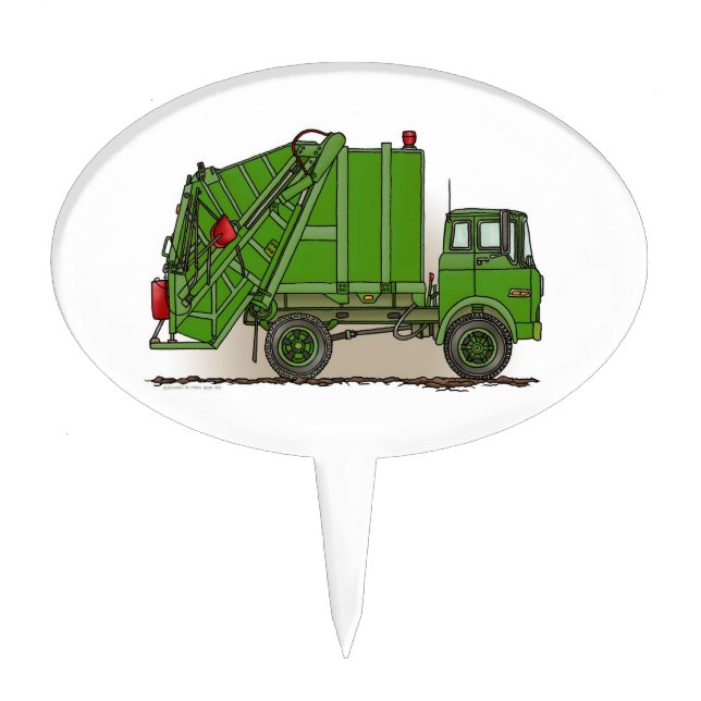 Garbage Truck Green Cake Topper (Front)