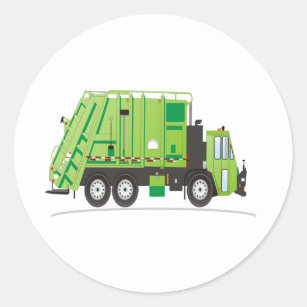 Garbage Truck Green Classic Round Sticker