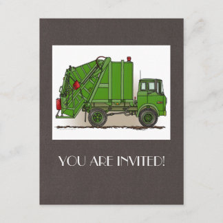 Garbage Truck Green Invitation