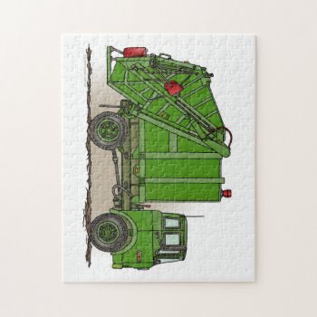 Garbage Truck Green Jigsaw Puzzle by justconstruction at Zazzle