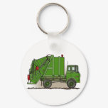 Garbage Truck Green Key Chain