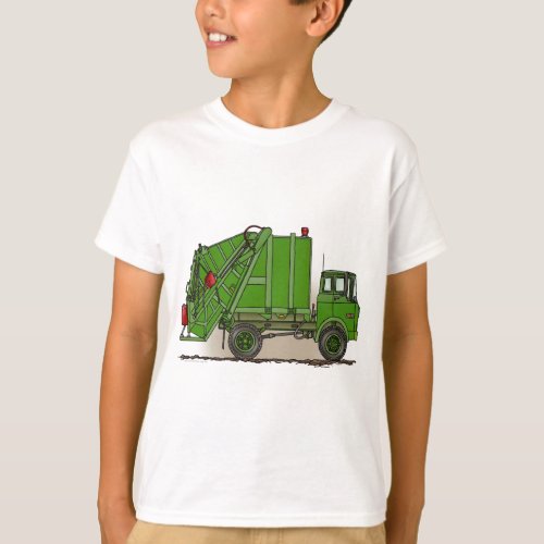 Garbage Truck Green Kids T_Shirt