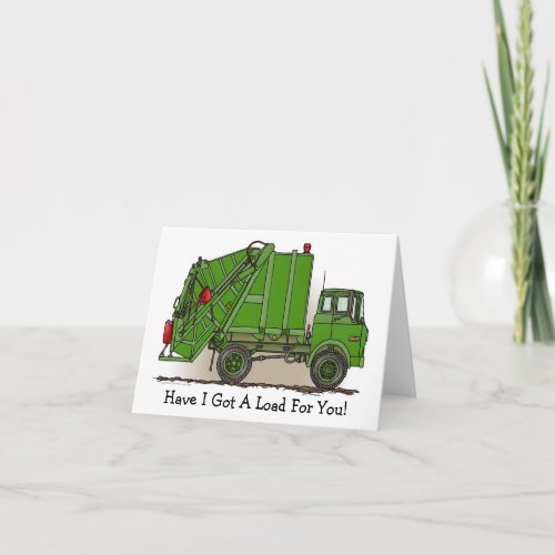 Garbage Truck Green Note Card