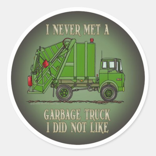 Garbage Truck Green Operator Quote Kids Sticker