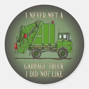 Garbage Truck Green Operator Quote Kids Sticker