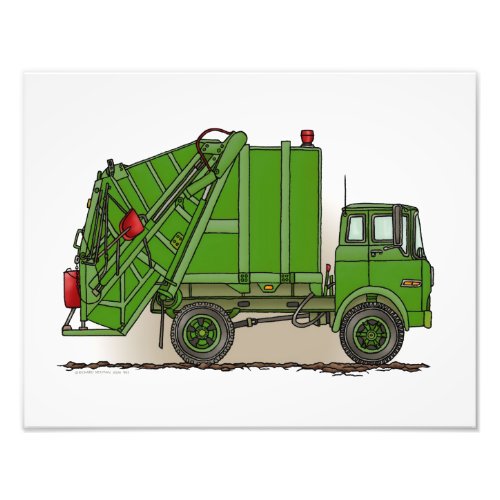 Garbage Truck Green Photo Print