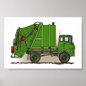 Garbage Truck Green Poster by justconstruction at Zazzle