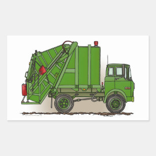 Garbage Truck Green Rectangular Sticker