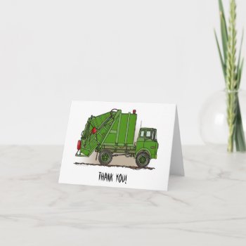 Garbage Truck Green Thank You Card by justconstruction at Zazzle