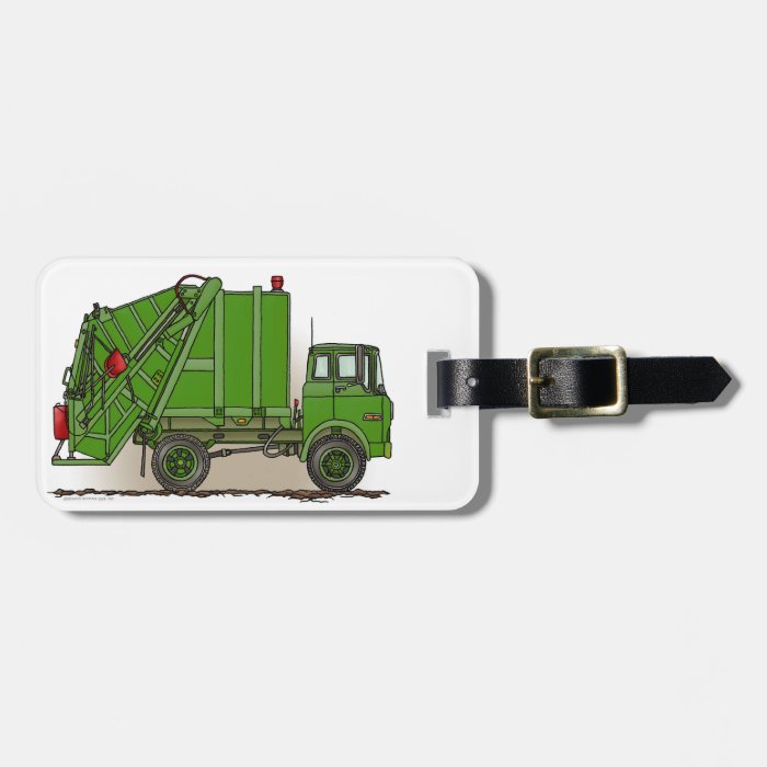 Garbage Truck Green Travel Bag Tags