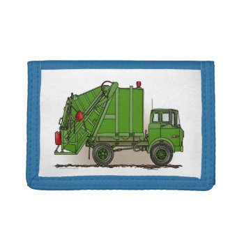 Garbage Truck Green Trifold Wallet by justconstruction at Zazzle