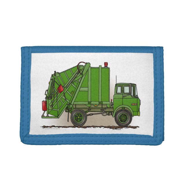Garbage Truck Green Trifold Wallet (Front)