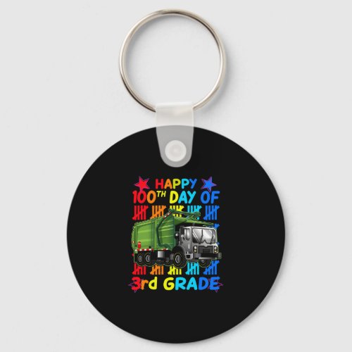 Garbage Truck Happy 100th Day of 3rd Grade for Kid Keychain