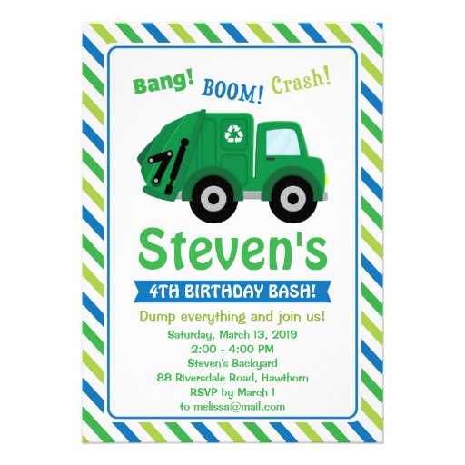 Garbage Truck Invitations 5