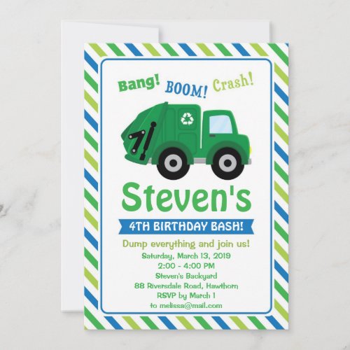 Garbage Truck Invitation / Garbage Truck Invite