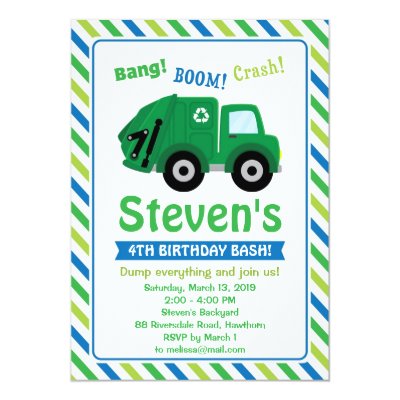 cute dump truck construction theme birthday party invitation