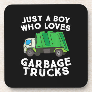 Garbage Truck Just A Boy Who Loves Garbage Trucks Beverage Coaster