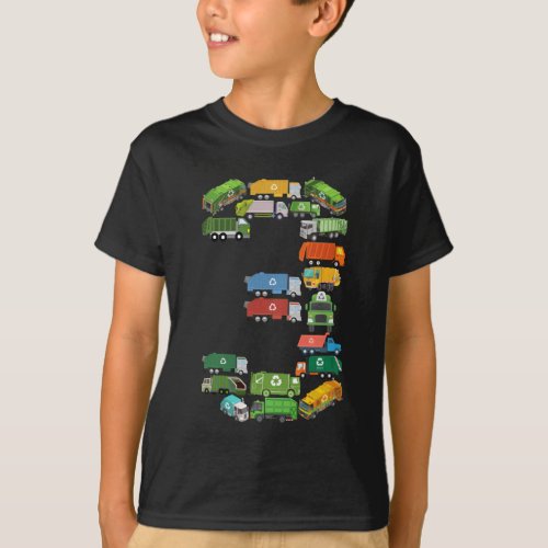 Garbage Truck Kids Boys 3 Year Old Recycling Trash T_Shirt