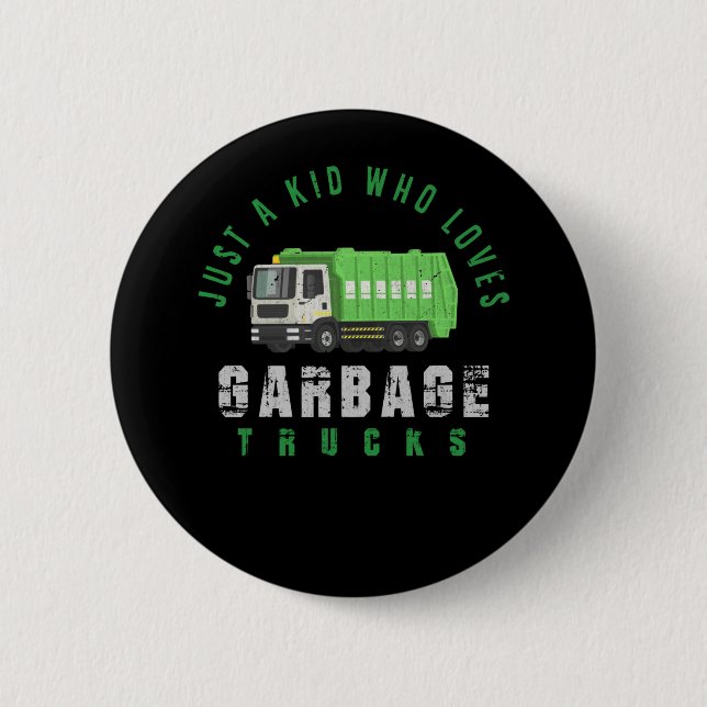 Garbage Truck Kids Boys Recycling Truck Button (Front)
