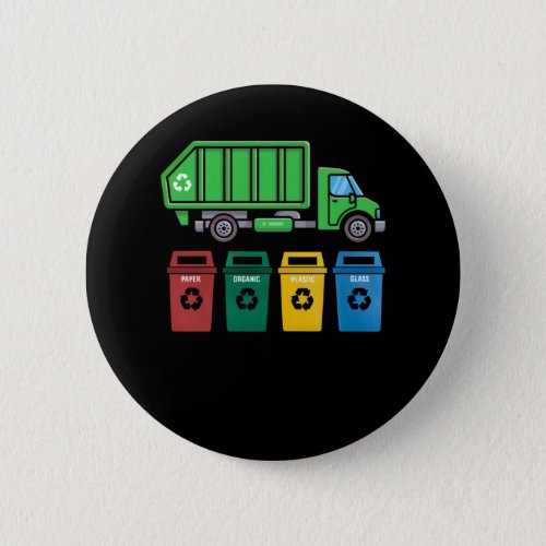 Garbage Truck Kids Boys Recycling Truck Button