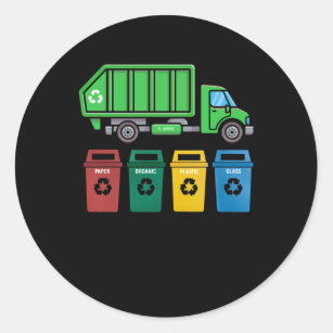 Garbage Truck Kids Boys Recycling Truck Classic Round Sticker