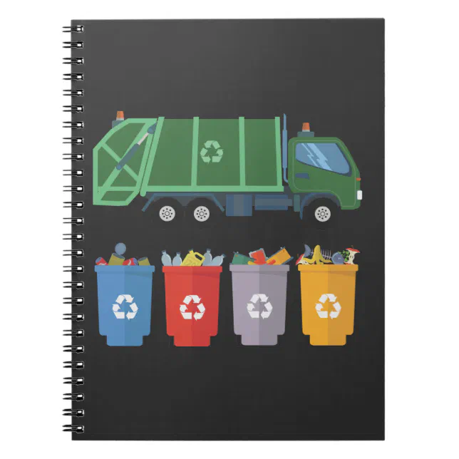 Garbage Truck Kids Trash Recycling Notebook | Zazzle