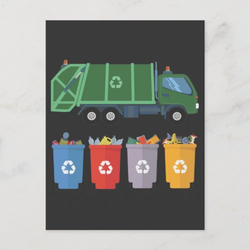 Garbage Truck Kids Trash Recycling Postcard