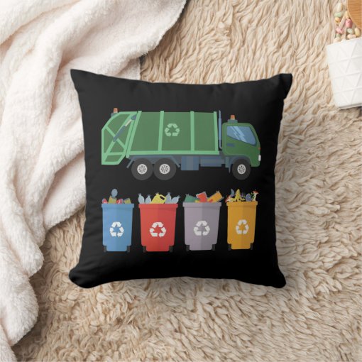 Garbage Truck Kids Trash Recycling Throw Pillow Zazzle
