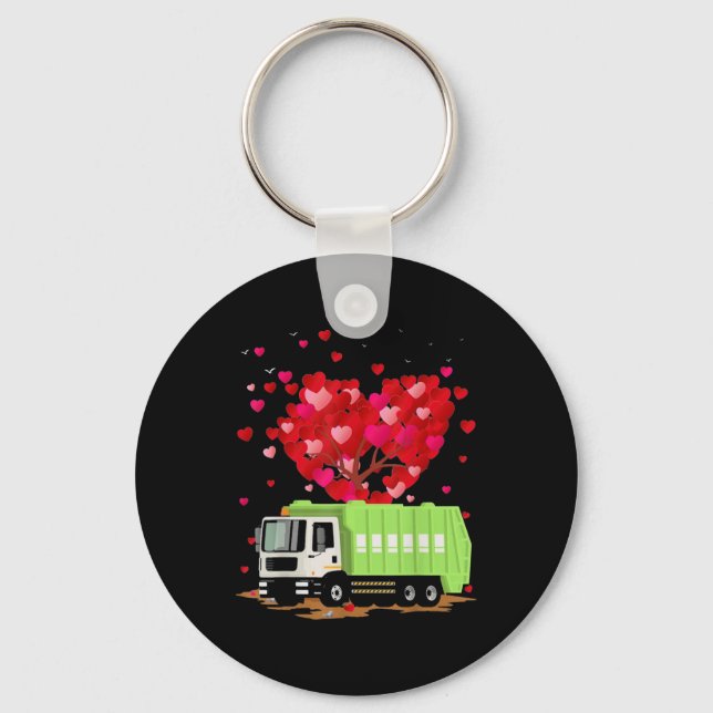 Garbage Truck Lover Heart Shape Keychain (Front)