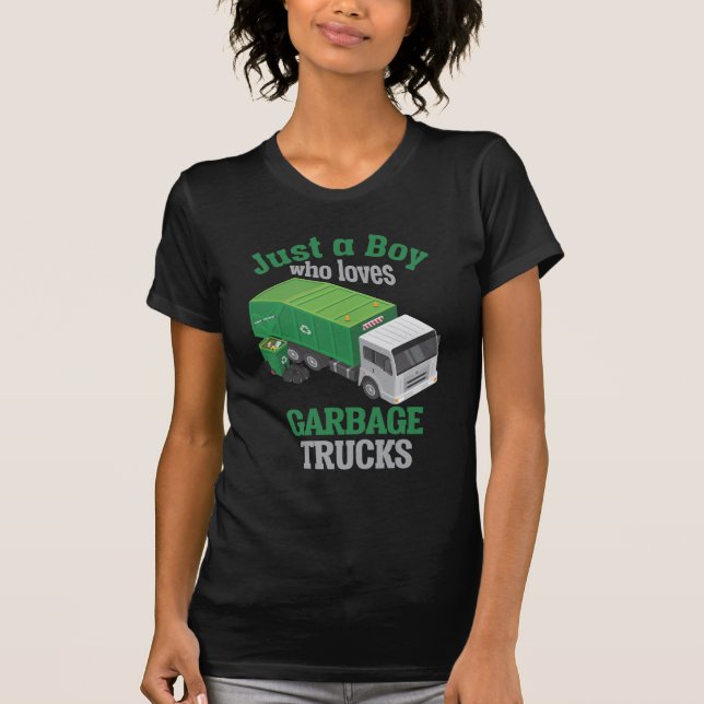Garbage Truck loving Boy Toddler Cool Recycling T-Shirt (Front)