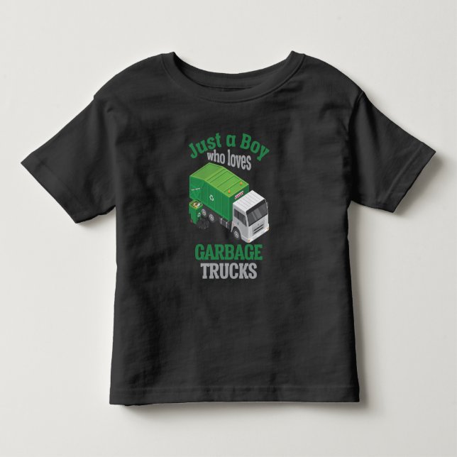 Garbage Truck loving Boy Toddler Cool Recycling T-shirt (Front)