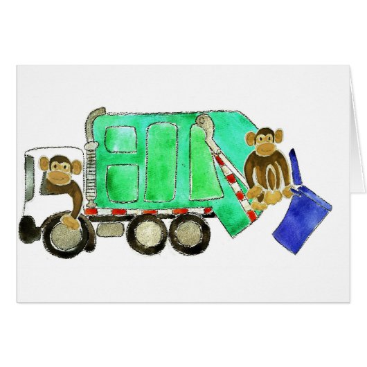 Garbage Truck Monkey Cards (Front Horizontal)
