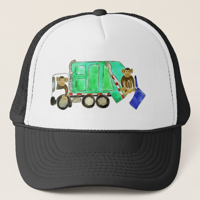 Garbage Truck Monkey Trucker Hat (Front)