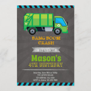 Garbage truck party invitation