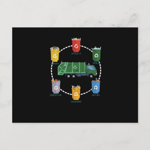Garbage Truck Recycle Reuse Save Mother Earth Day Holiday Postcard