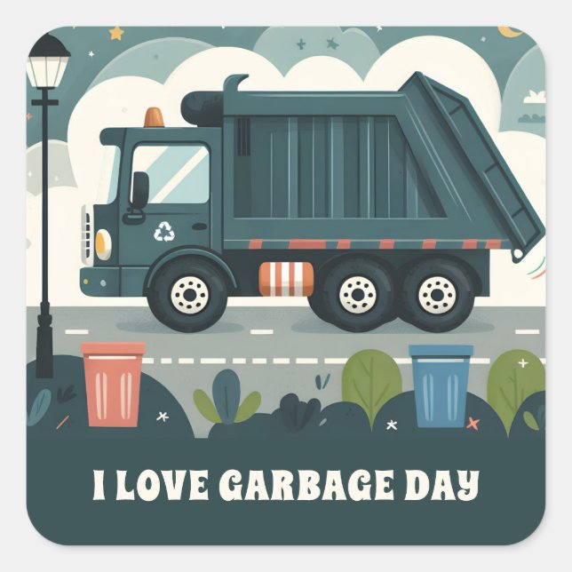 Garbage Truck  Square Sticker (Front)