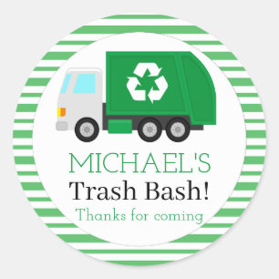 Garbage Truck Trash Bash Themed Birthday Classic Round Sticker