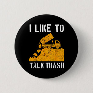 Garbage Truck Waste Recycle Trash Collector Earth Button