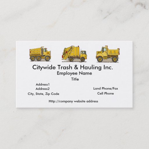Customizable Garbage Truck Yellow Business Cards