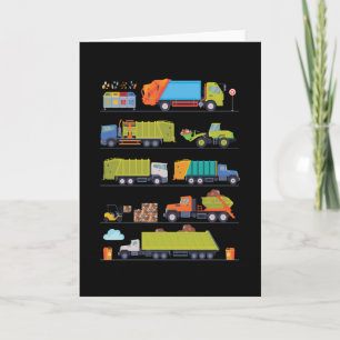 Garbage Trucks Car Kids Boys Girls Card