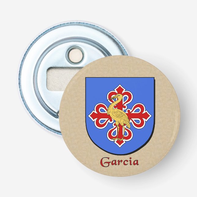 Garcia Heraldic Arms on Parchment Style Back Bottle Opener (Front)